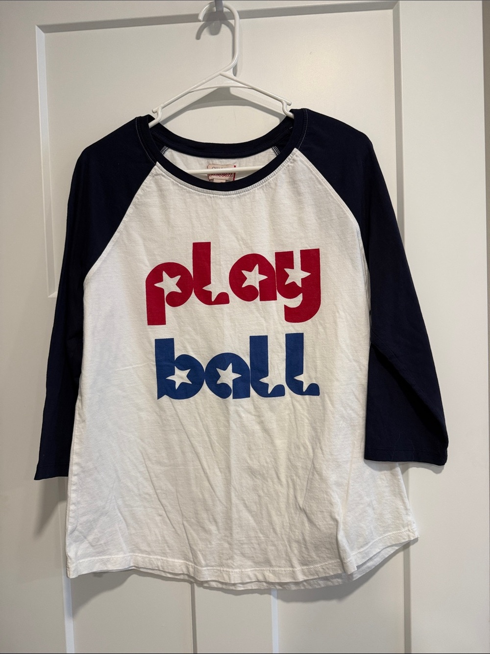 Quagga Baseball “Play Ball” Raglan Tee – Women’s L